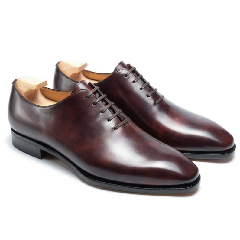 Handcrafted Brown Leather Wholecut Oxford Shoes: Bespoke Wedding Style