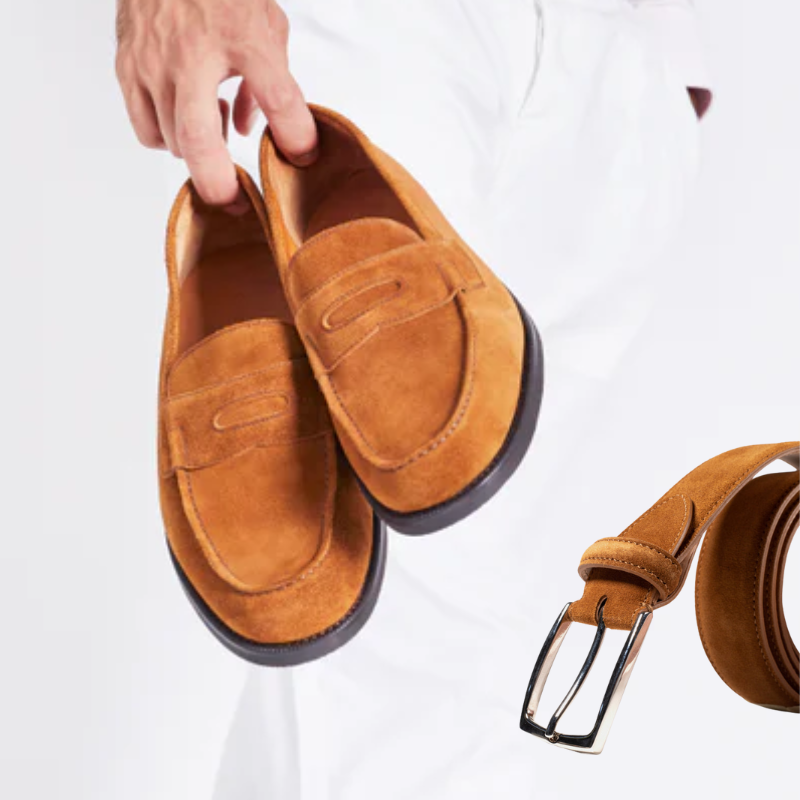 Tobacco Suede Belt & Matching Shoes