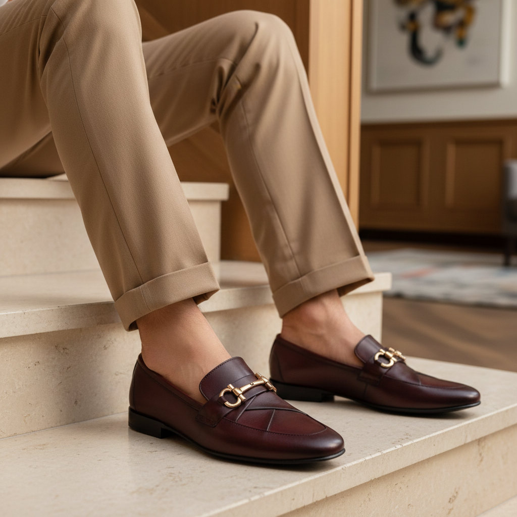 Handmade Burgundy Leather Loafers for Men | Luxury Metal Bit Shoes | Custom Dress Loafers | Premium Footwear