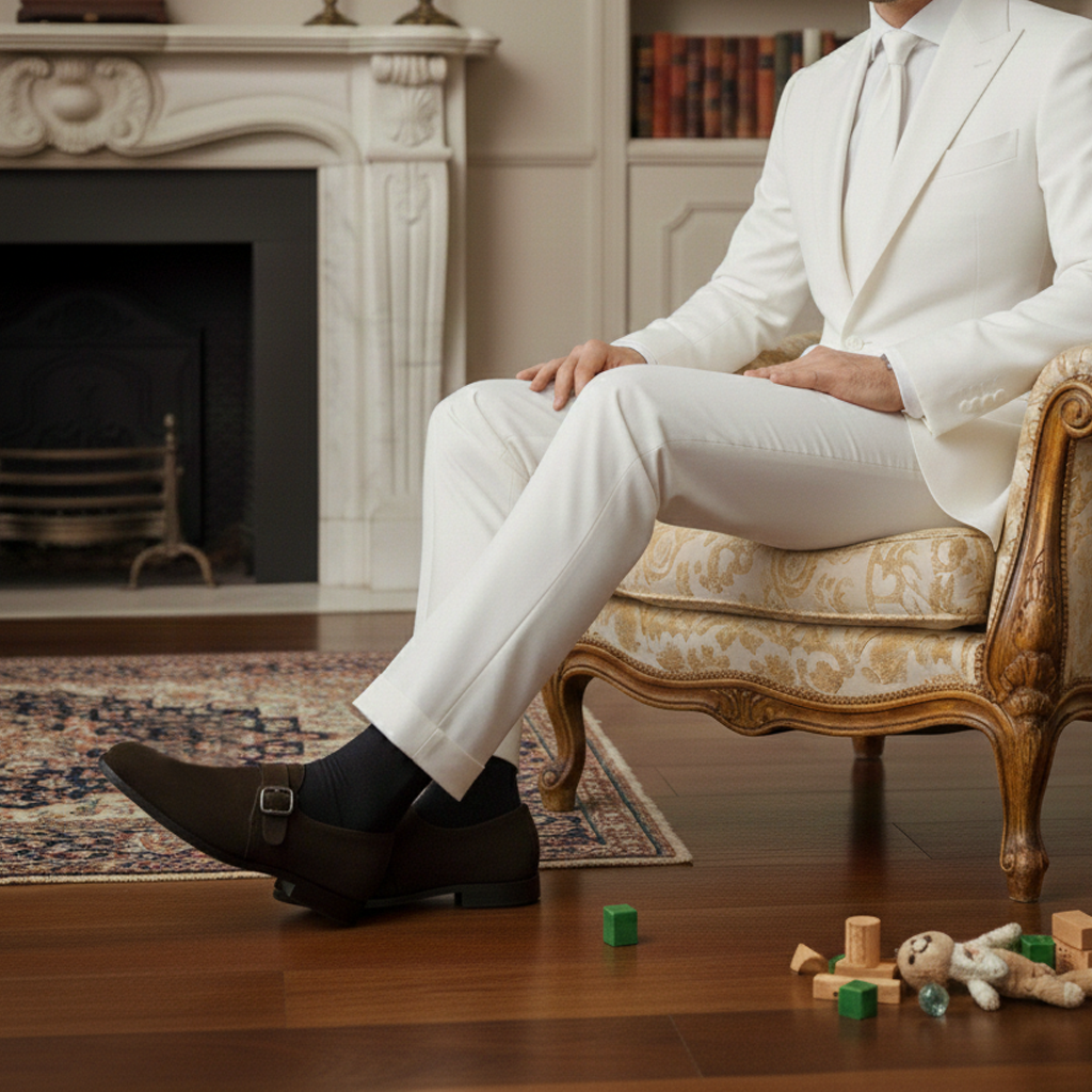 Handmade Men's Dark Brown Suede Monk Strap Shoes – Single Buckle Dress Loafers