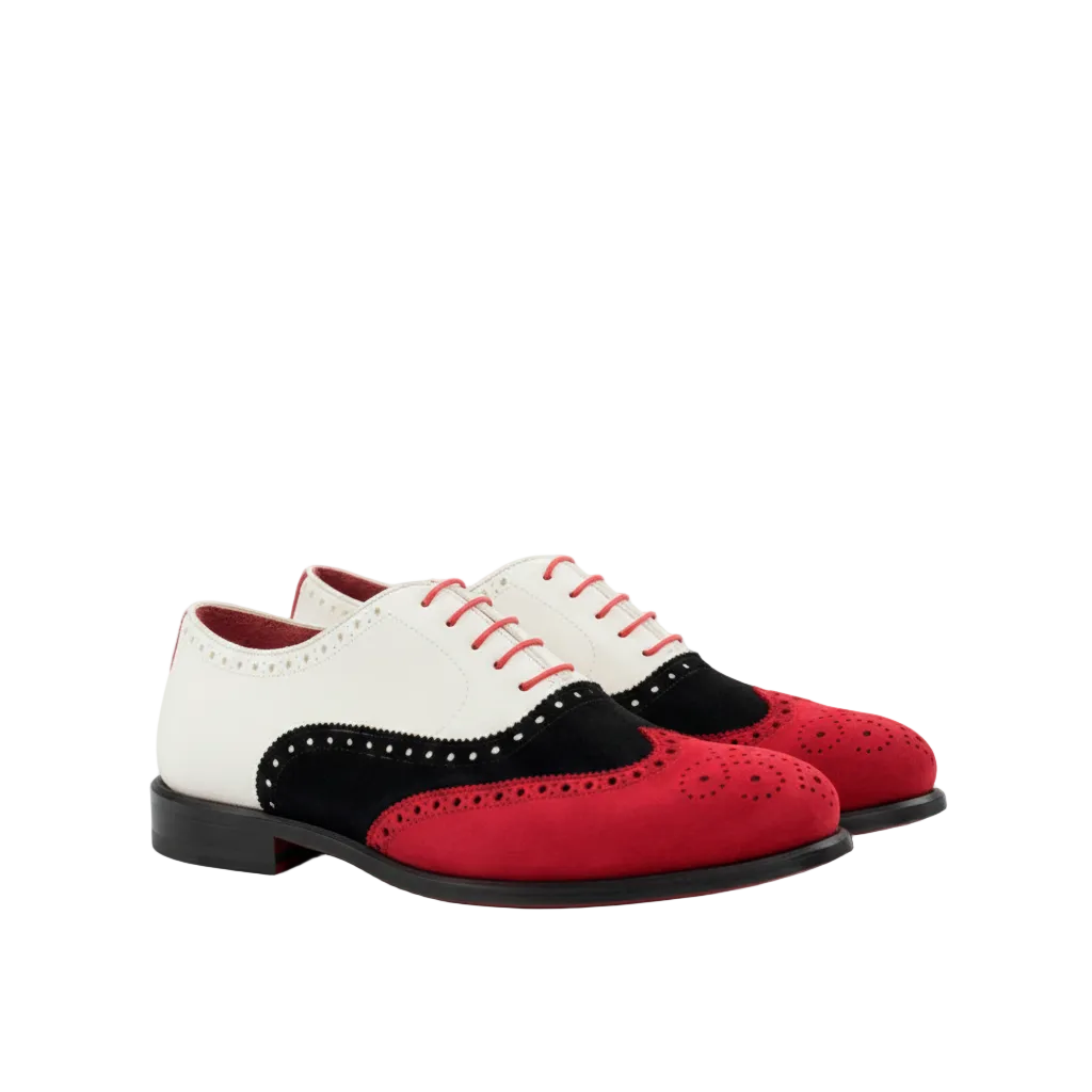 Handmade Two-Tone Leather Oxford Brogues: Barefoot Wedding Shoes