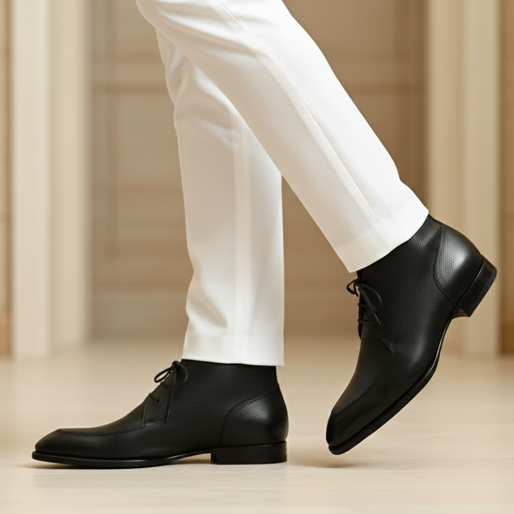 Handmade Black Leather Ankle Boots for Men | Custom Dress Boots | Premium Leather Shoes | SS Shoe Maker