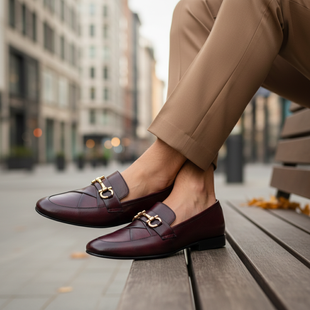 Handmade Burgundy Leather Loafers for Men | Luxury Metal Bit Shoes | Custom Dress Loafers | Premium Footwear