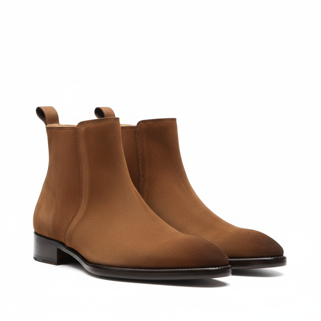 Men's Brown Suede Chelsea Boots: Handmade Leather Ankle Boots
