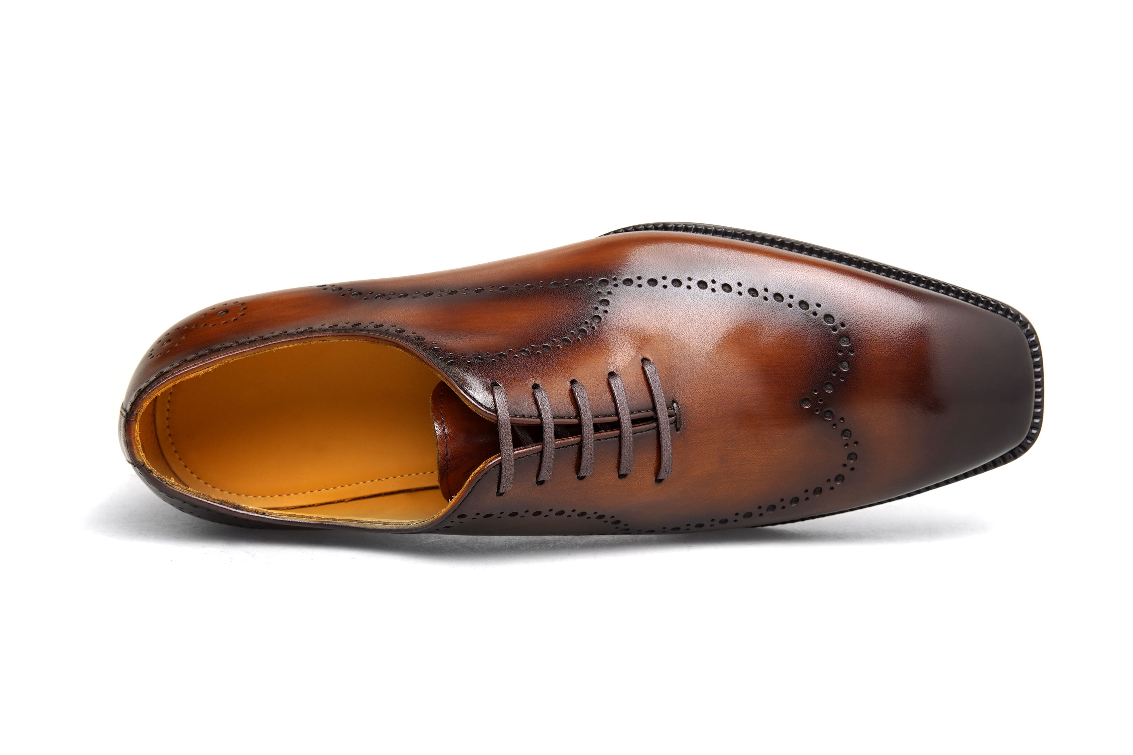 Handmade Men’s Brown Leather Oxford Shoes - Hand-Burnished Calfskin Dress Shoes for Men - Formal Wedding Shoes, Wingtip Adelaide Oxfords